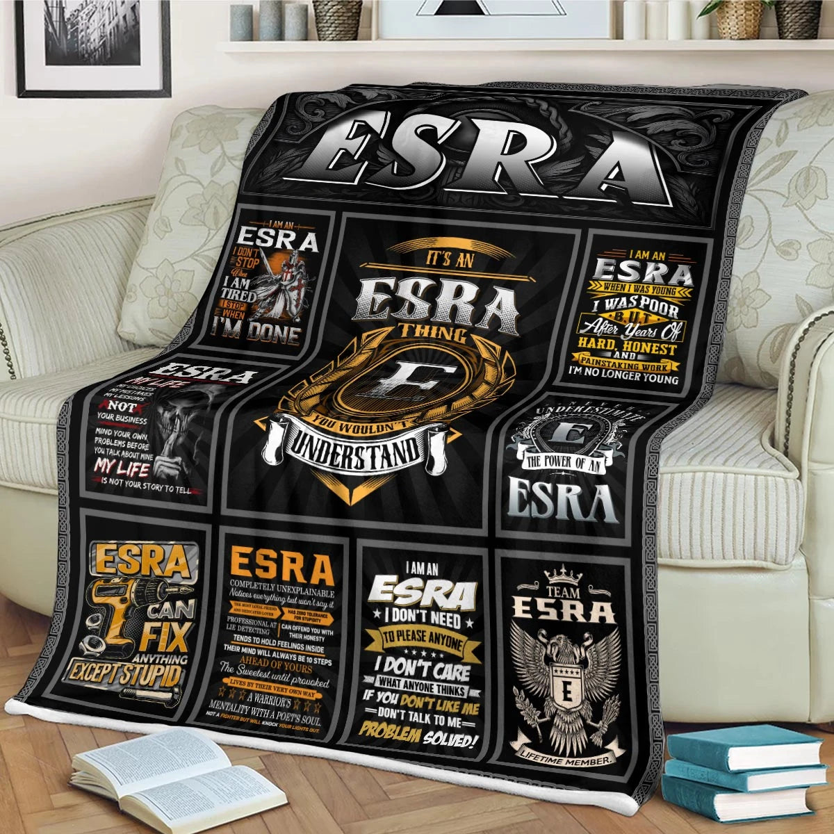 ESRA Personalized Blanket | Custom Name Cozy Throw Gift 13K5-BK2