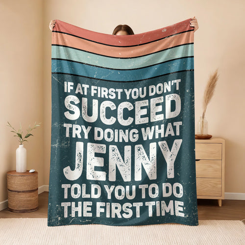 If At First You Don’t Succeed Retro Green Fleece Blanket JENNY 13K1 BK29