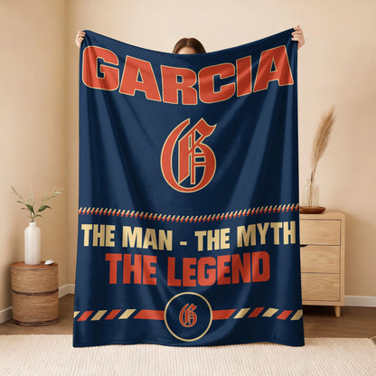 The Man The Myth The Legend Retro Fleece Blanket GARCIA 13K1 BK53