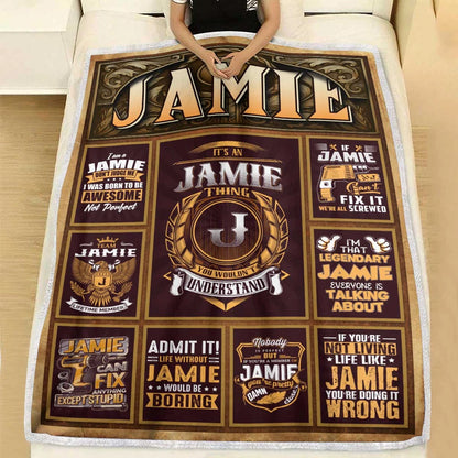 JAMIE Personalized Blanket | Custom Name Cozy Throw Gift 13K1-BK4