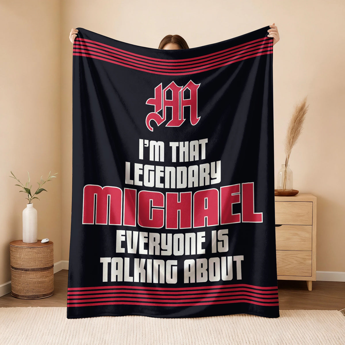 I'm That Legendary Name Dark Red Fleece Blanket MICHAEL 13K1 BK48