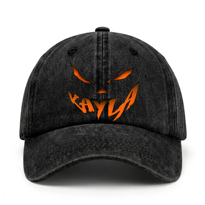 Your Name Jack O' Lantern Halloween Washed Cap KAYLA 13K1 C100PF