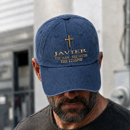 The Man The Myth The Legend Golden Cross Washed Cap JAVIER 13K1 C217PF