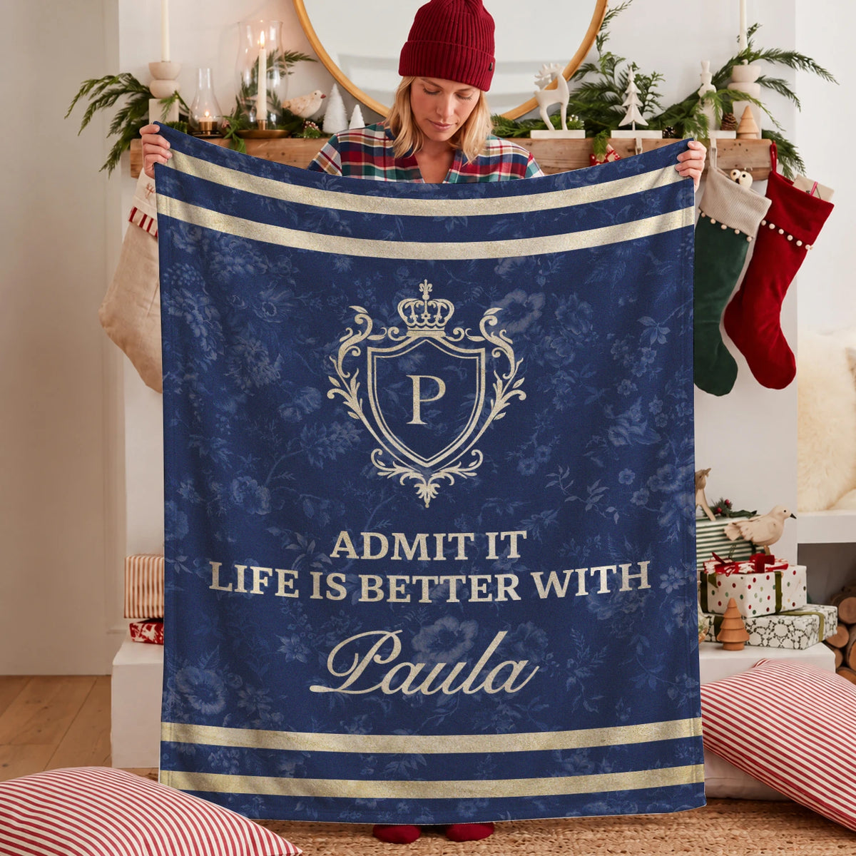 Admit It Life Is Better With Your Name Floral Blue Fleece Blanket PAULA 13K1 BK36