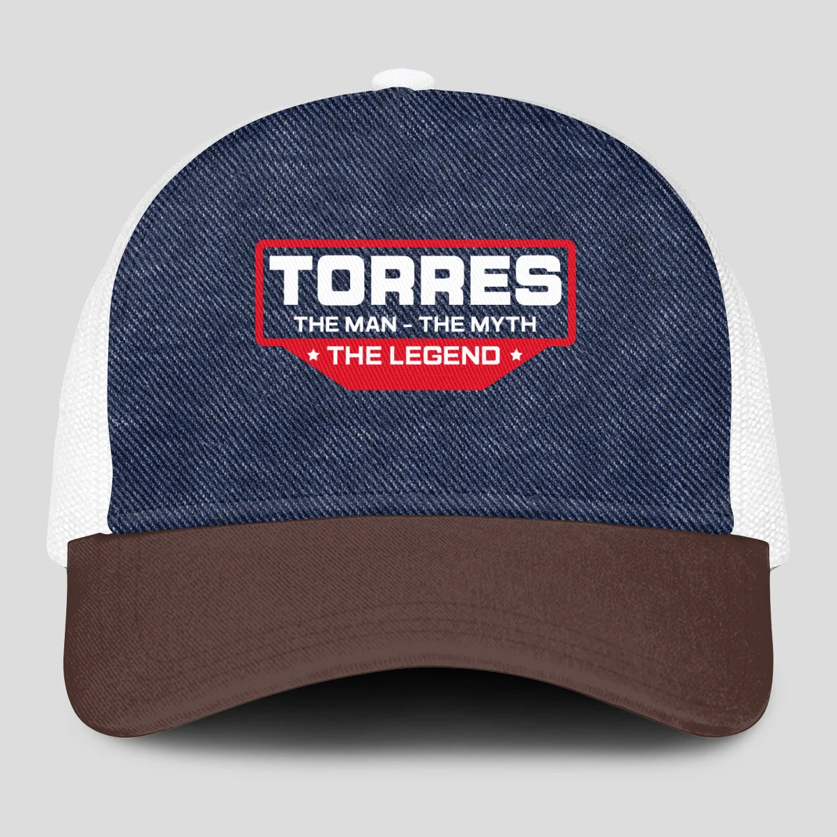 The Man The Myth The Legend Navy Brown And White Mesh Cap TORRES 13K1 C200PF