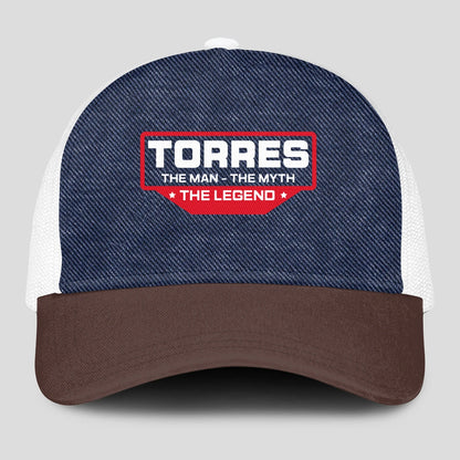 The Man The Myth The Legend Navy Brown And White Mesh Cap TORRES 13K1 C200PF
