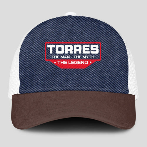 The Man The Myth The Legend Navy Brown And White Mesh Cap TORRES 13K1 C200PF