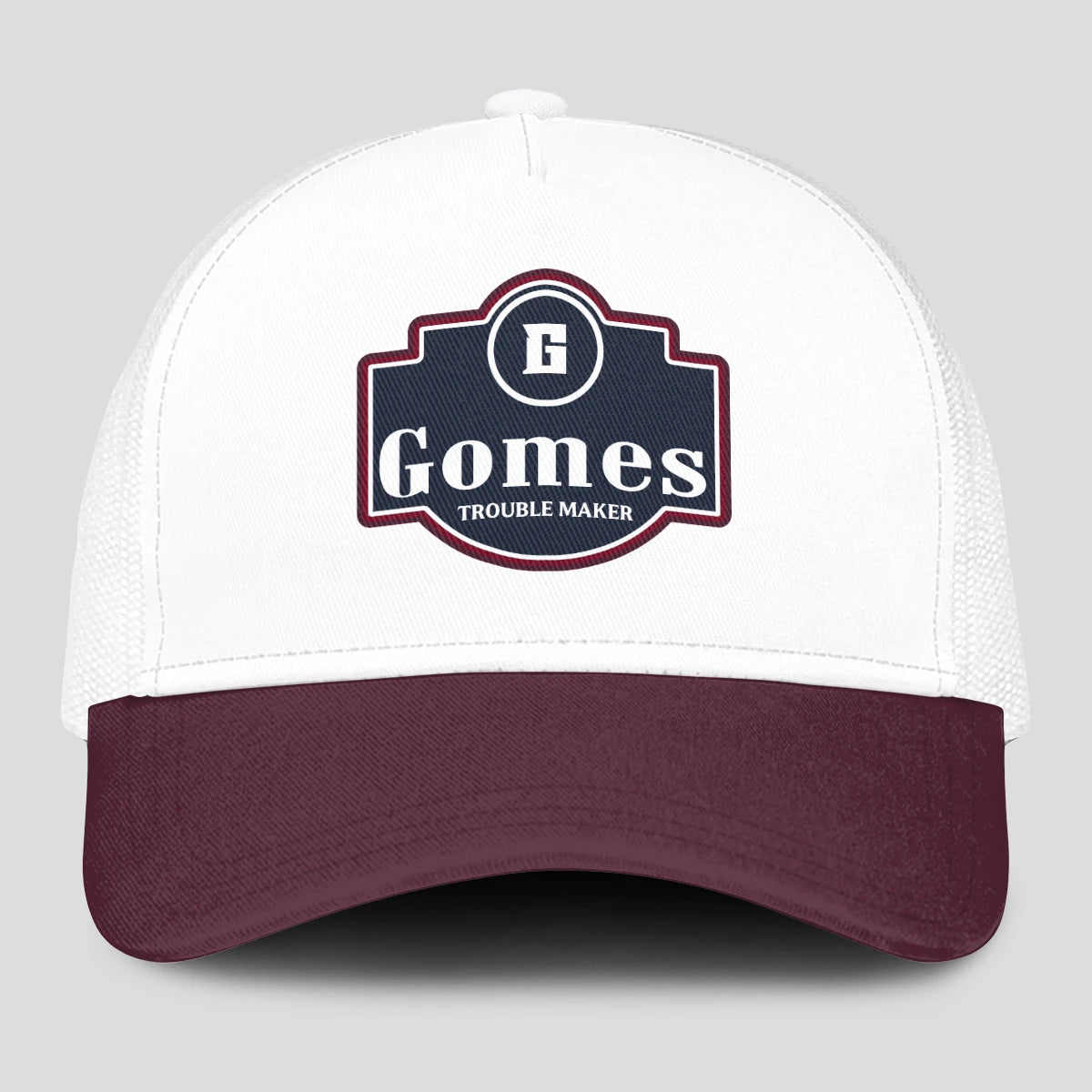 Trouble Maker Burgundy And White Funny Mesh Cap GOMES 13K1 C201PF