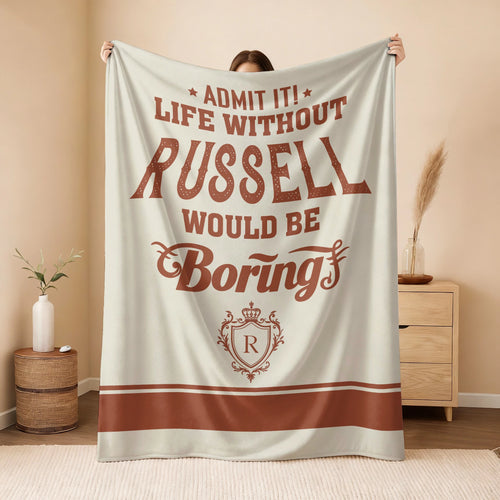 Life Without Your Name Would Be Boring Cream Terracotta Blanket RUSSELL 13K1 BK24