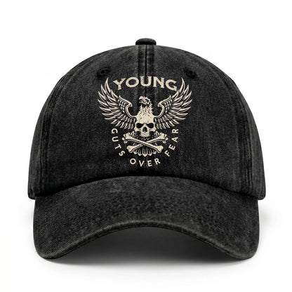 Your Name Guts Over Fear With Eagle And Skull Washed Cap YOUNG 13K1 C75PF