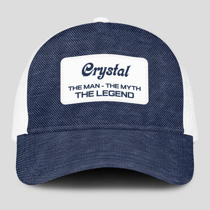 The Man The Myth The Legend Blue Denim Mesh Cap CRYSTAL 13K1 C194PF