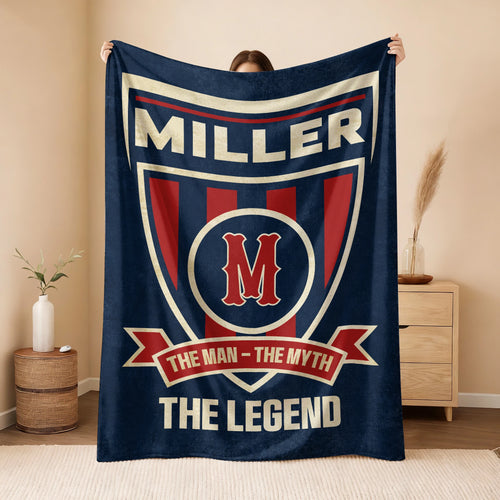 The Man The Myth The Legend Blue Burgundy Baseball Blanket MILLER 13K1 BK18