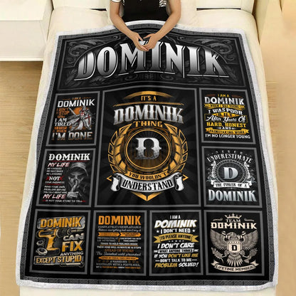 DOMINIK Personalized Blanket | Custom Name Cozy Throw Gift 13K3-BK2