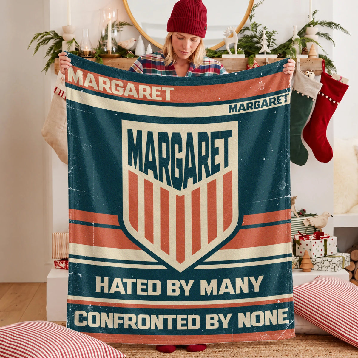 Hated By Many Confronted By None Retro Fleece Blanket MARGARET 13K1 BK58