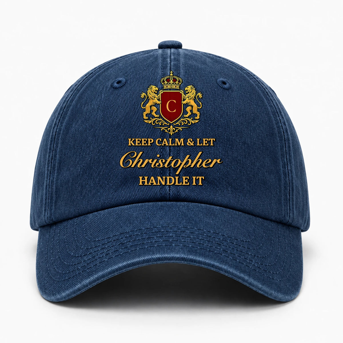 Keep Calm & Let Your Name Handle It Royal Blue Washed Cap CHRISTOPHER 13K1 C115PF