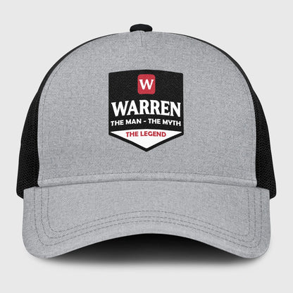 The Man The Myth The Legend Gray Mesh Cap WARREN 13K1 C189PF