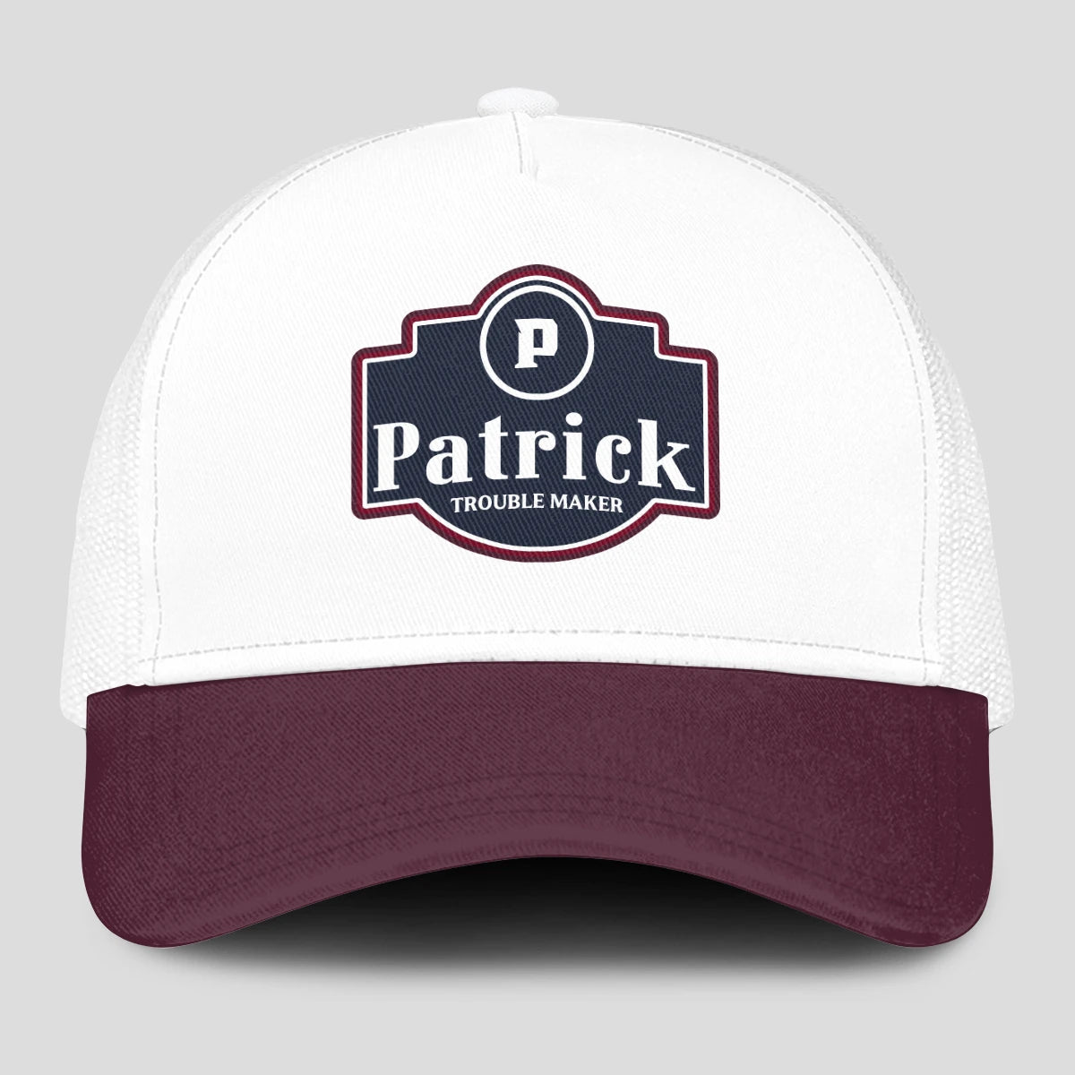 Trouble Maker Burgundy And White Funny Mesh Cap PATRICK 13K1 C201PF