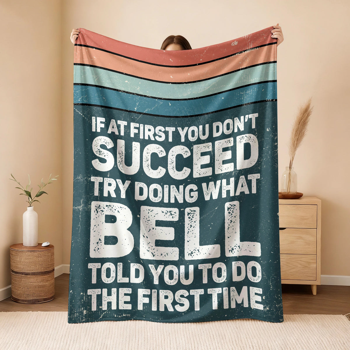 If At First You Don’t Succeed Retro Green Fleece Blanket BELL 13K1 BK29