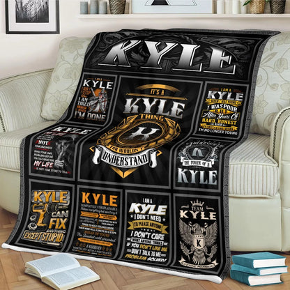 KYLE Personalized Blanket | Custom Name Cozy Throw Gift 13K1-BK2