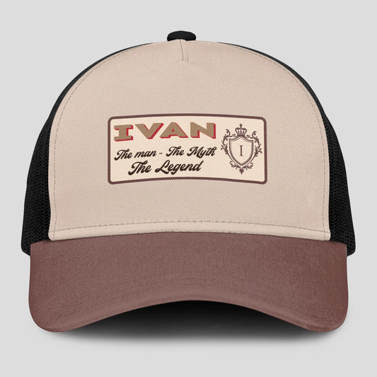 The Man The Myth The Legend Brown And Beige Mesh Cap IVAN 13K1 C213PF