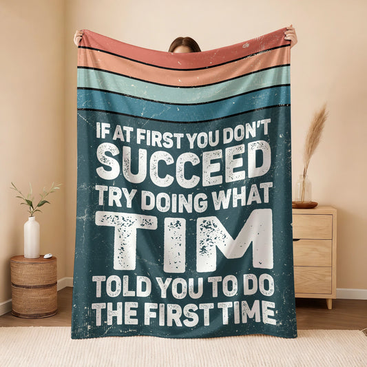 If At First You Don’t Succeed Retro Green Fleece Blanket TIM 13K1 BK29