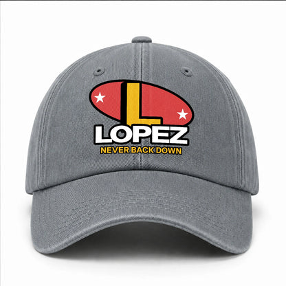 Never Back Down With Your Name And Initial Letter Washed Cap LOPEZ 13K1 C82PF