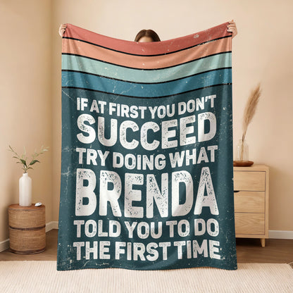 If At First You Don’t Succeed Retro Green Fleece Blanket BRENDA 13K1 BK29