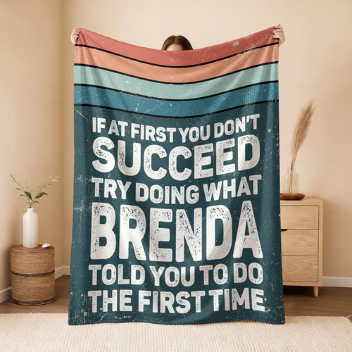 If At First You Don’t Succeed Retro Green Fleece Blanket BRENDA 13K1 BK29