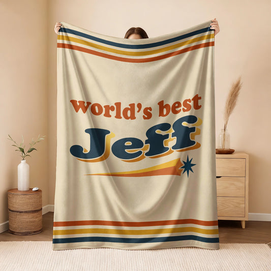 World's Best Your Name Retro Fleece Blanket JEFF 13K1 BK64