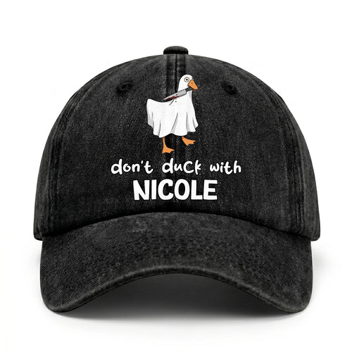 Don't Duck With Your Name Funny Washed Cap NICOLE 13K1 C129PF