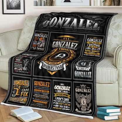 GONZALEZ Personalized Blanket | Custom Name Cozy Throw Gift 13K1-BK2