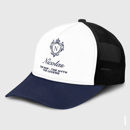 The Man The Myth The Legend Blue And White Baseball Mesh Cap NICOLAS 13K1 C186PF