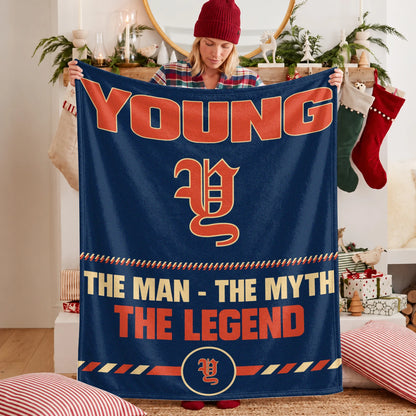 The Man The Myth The Legend Retro Fleece Blanket YOUNG 13K1 BK53