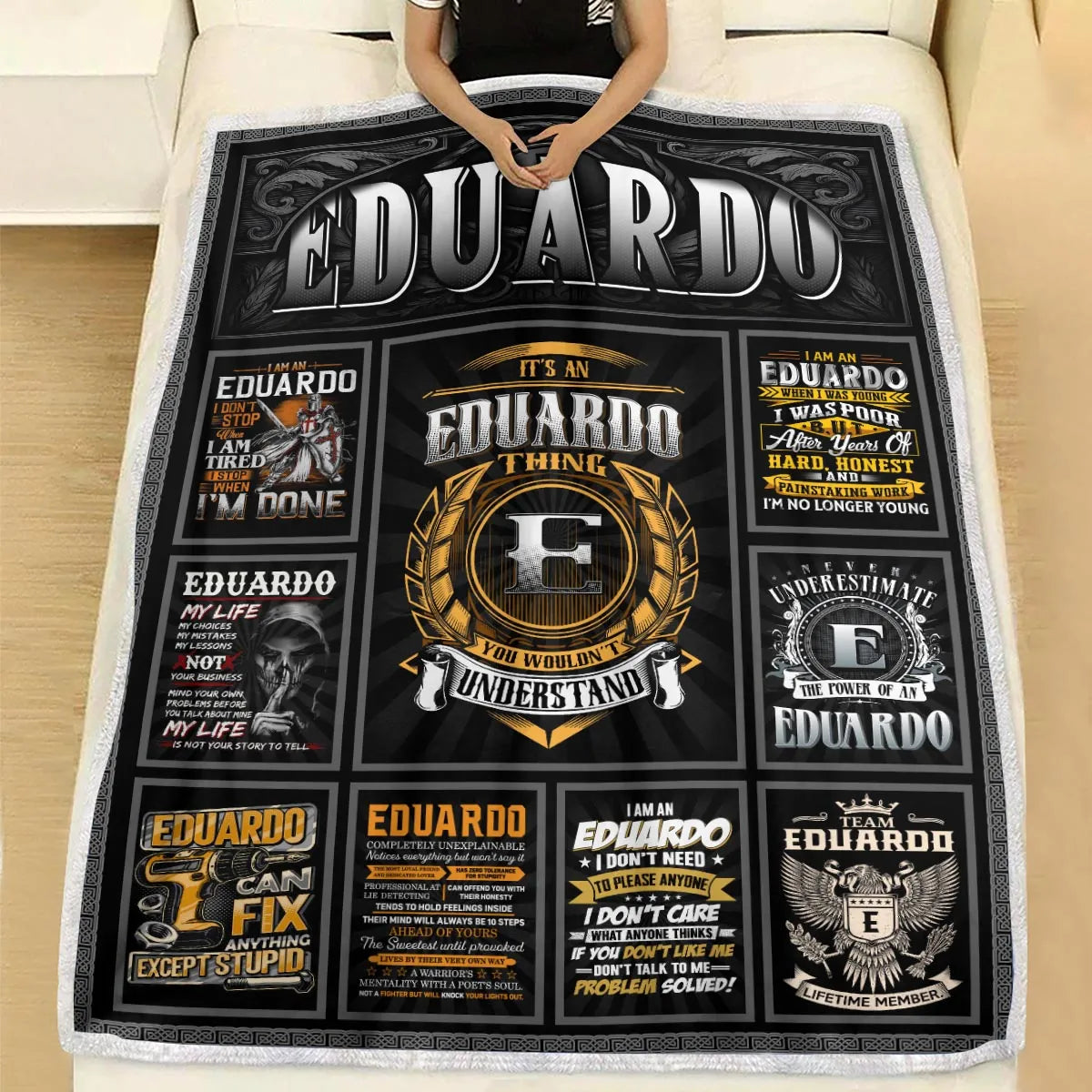 EDUARDO Personalized Blanket | Custom Name Cozy Throw Gift 13K1-BK2