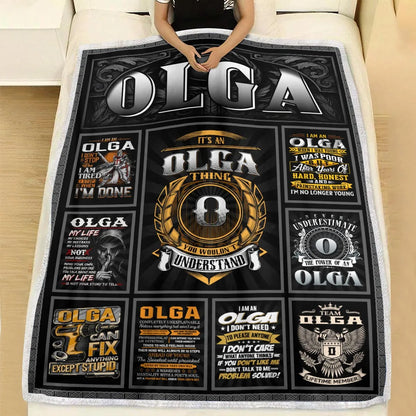 OLGA Personalized Blanket | Custom Name Cozy Throw Gift 13K1-BK2