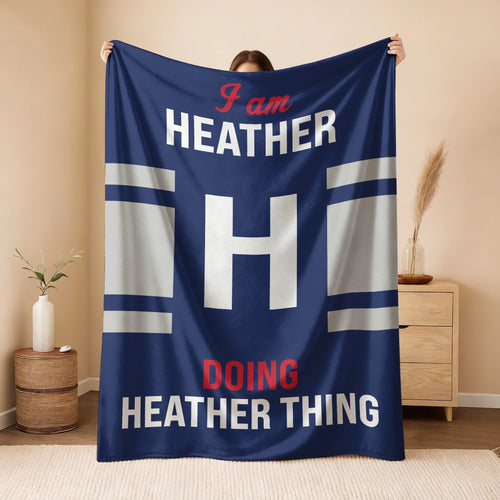 I'm Name Doing Name Things Navy Fleece Blanket HEATHER 13K1 BK51