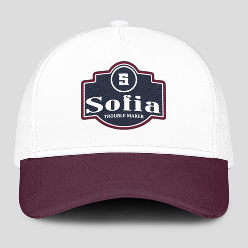Trouble Maker Burgundy And White Funny Mesh Cap SOFIA 13K1 C201PF