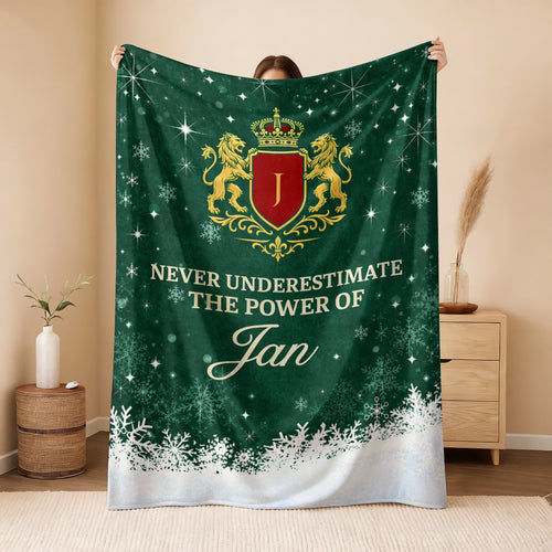 Never Underestimate Your Name Old Money Christmas Fleece Blanket JAN 13K1 BK26