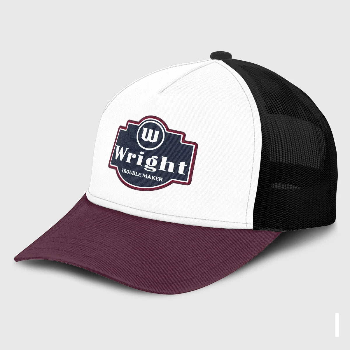 Trouble Maker Burgundy And White Funny Mesh Cap WRIGHT 13K1 C201PF