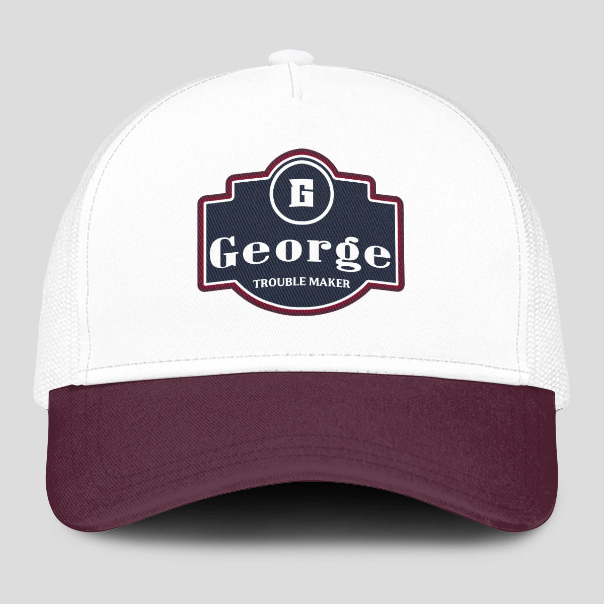 Trouble Maker Burgundy And White Funny Mesh Cap GEORGE 13K1 C201PF