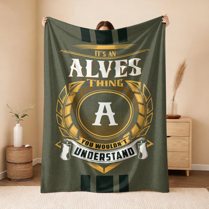 It's A Your Name Thing Olive Green Logo Fleece Blanket ALVES 13K1 BK31