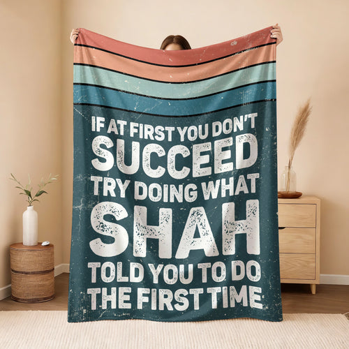 If At First You Don’t Succeed Retro Green Fleece Blanket SHAH 13K1 BK29
