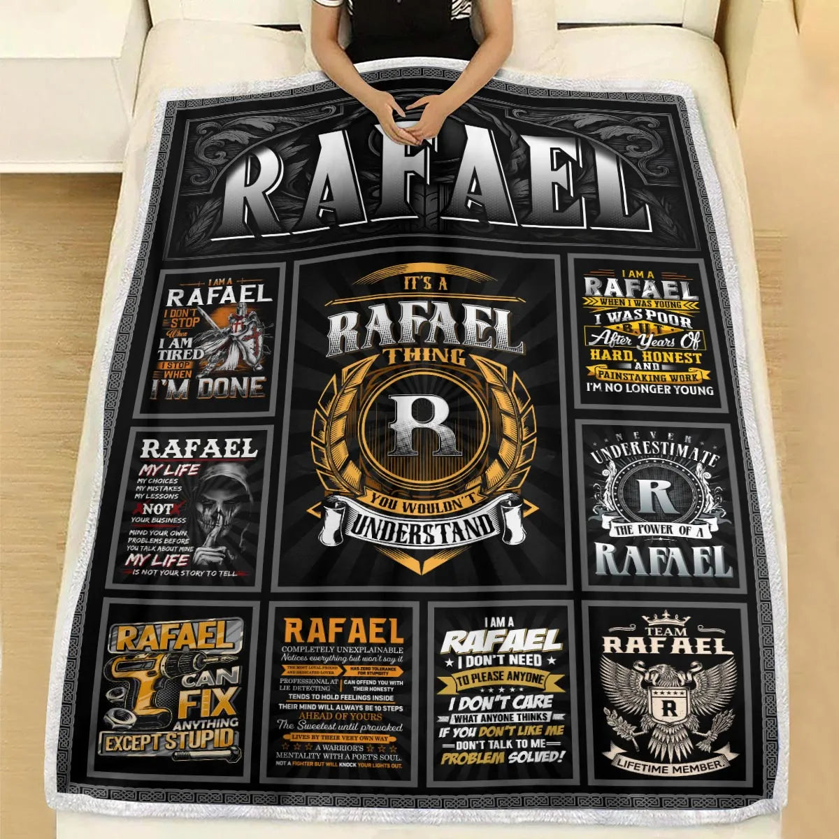 RAFAEL Personalized Blanket | Custom Name Cozy Throw Gift 13K1-BK2
