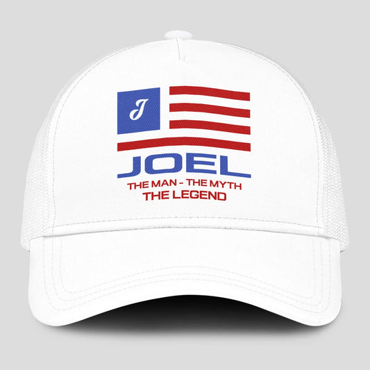 The Man The Myth The Legend America Flag Mesh Cap JOEL 13K1 C193PF