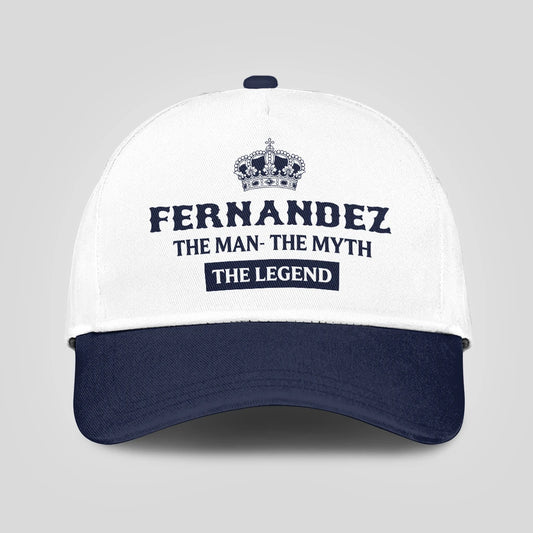 The Man The Myth The Legend King Crown Blue And White Cap FERNANDEZ 13K1 C147PF
