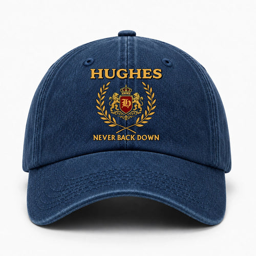 Never Back Down Royal Blue Denim Cap HUGHES 13K1 C60PF