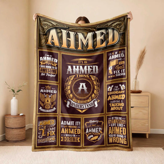 AHMED Personalized Blanket | Custom Name Cozy Throw Gift 13K1-BK4