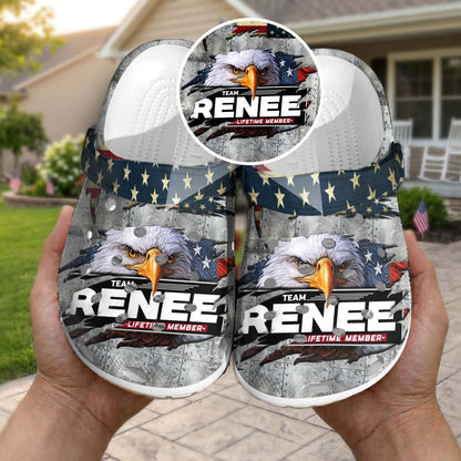 RENEE 13K1-CR1 Personalized Name Clogs "Team Lifetime Member"