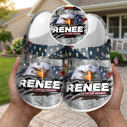 RENEE 13K1-CR1 Personalized Name Clogs "Team Lifetime Member"