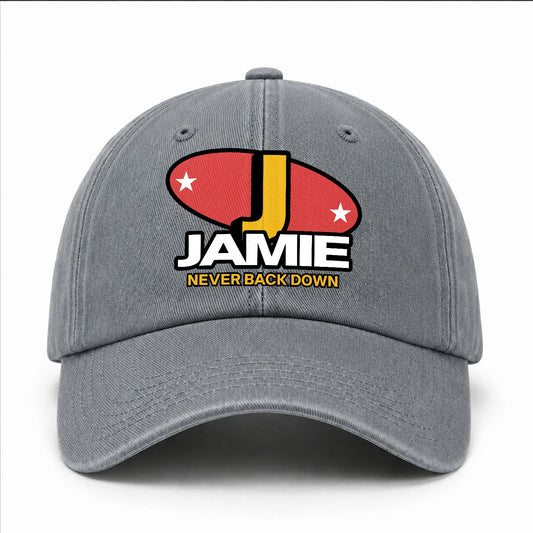 Never Back Down With Your Name And Initial Letter Washed Cap JAMIE 13K1 C82PF